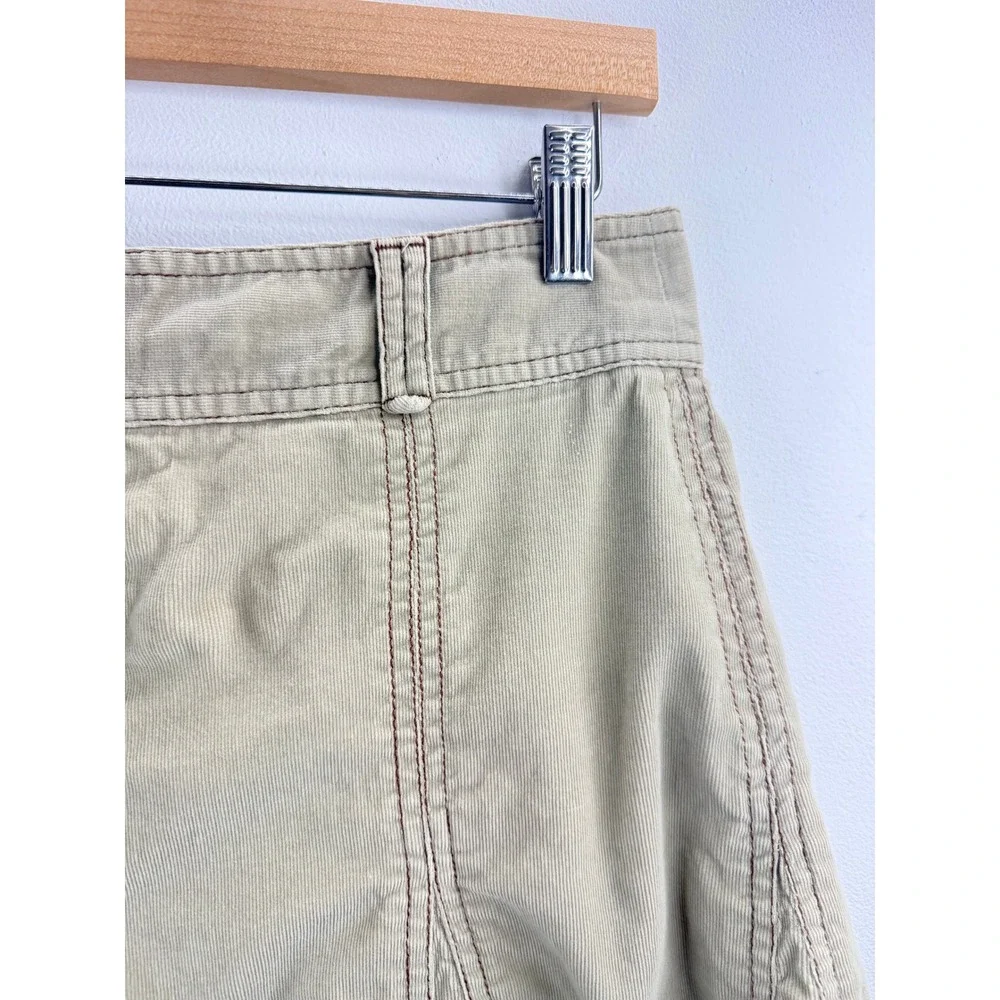 Athleta Khaki Corduroy A Line Flare Skirt Womens No Size Tag Boho Festival Comfy